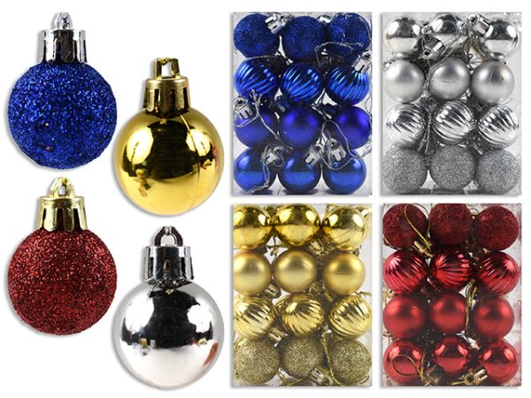 Christmas 30mm Ornaments in PVC Pack ~ 12 per pack
