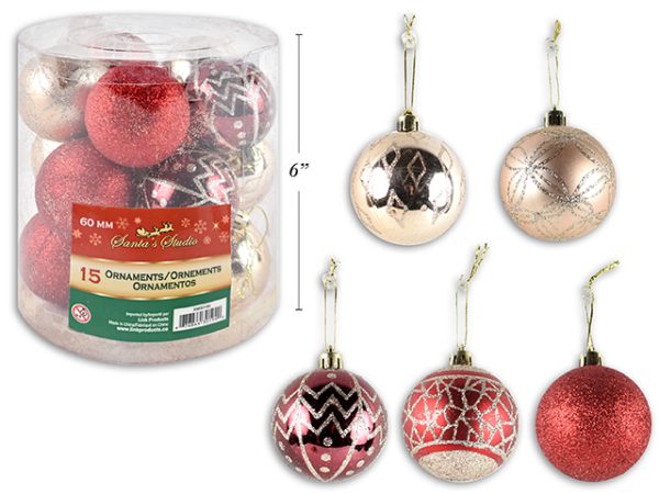Christmas 60mm Ornaments in PVC Pack ~ 15 per pack