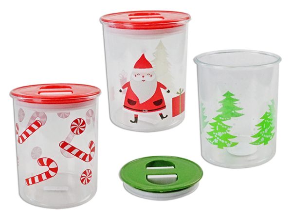 Christmas Printed Airtight Snap Lid Canister ~ 5.25″H x 4.25″D