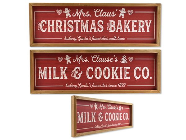 Christmas Mrs Clause Kitchen Framed MDF Plaque ~ 23.5″ x 7.78″