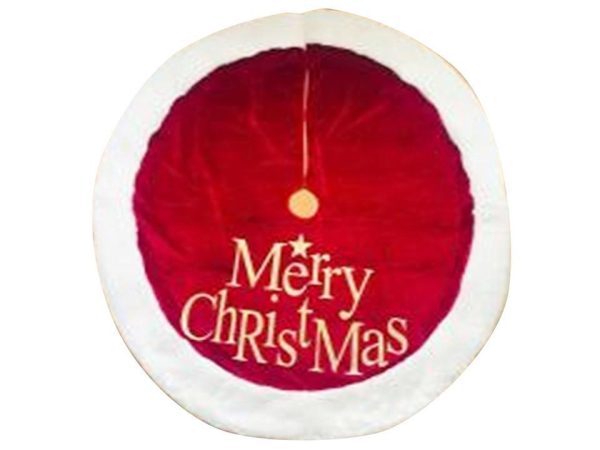 Christmas Deluxe Velour Tree Skirt with Merry Christmas ~ 40″ Dia