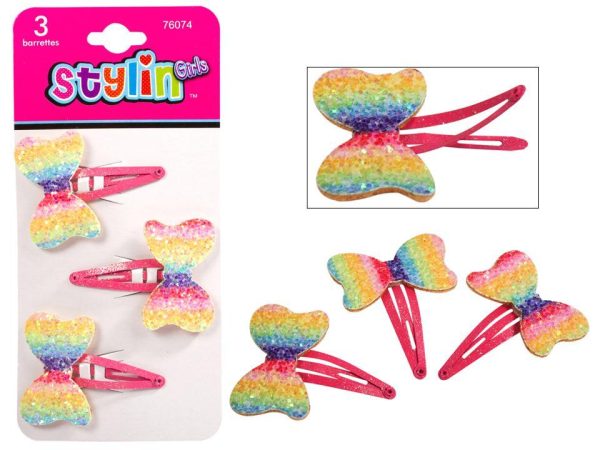 Stylin Girls Rainbow Butterfly Snap Barrette ~ 3 per pack