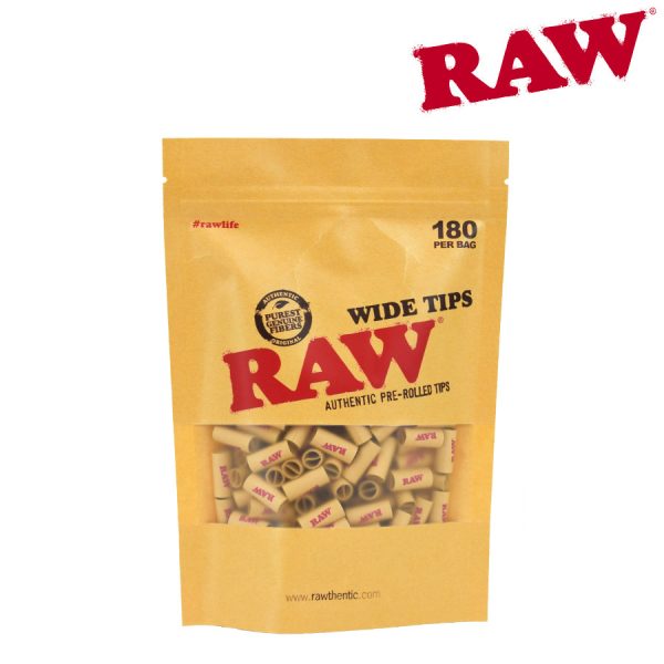 RAW Wide Pre-Rolled Unbleached Tips ~ 180 per bag