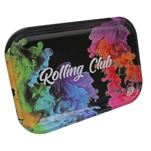 Rolling Club Metal Medium Rolling Tray ~ Rainbow Fumes