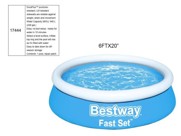 Fast Set Inflatable Pool ~ 6′ Diameter x 20″ High {57392}