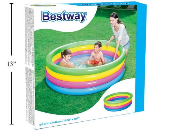 Inflatable Rainbow 4-Ring Pool ~ 62″ x 18″ {51117}