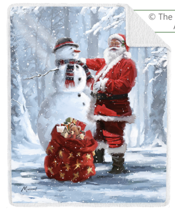 Christmas Photoreal Throws with Sherpa Back ~ Santa and Snowman