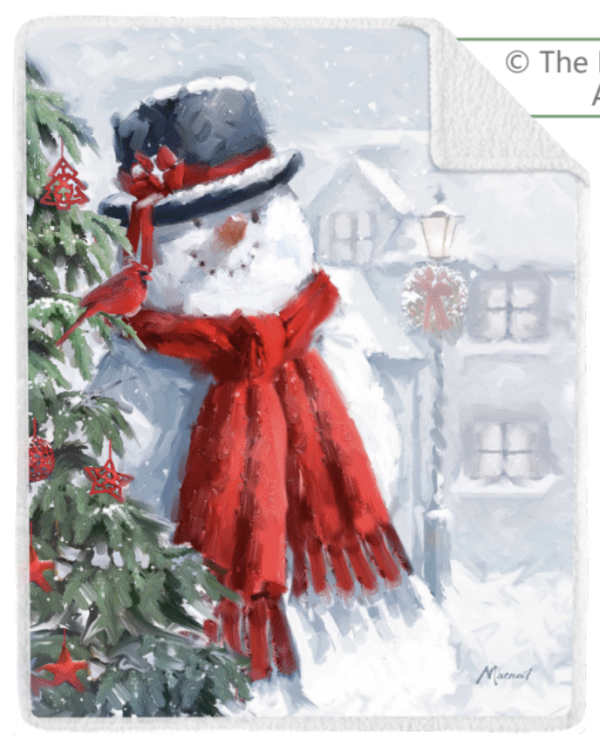 Christmas Photoreal Throws with Sherpa Back ~ Festive Snowman