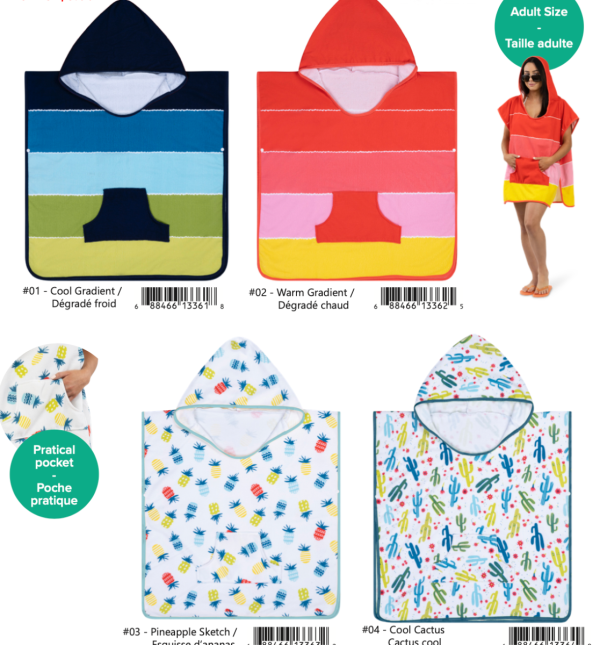 Adult Printed Beach Poncho with Pockets