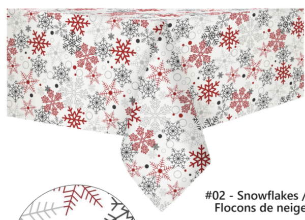 Christmas Textured Fabric Tablecloth – 52″ x 70″ / 132cm x 178cm ~ Snowflakes