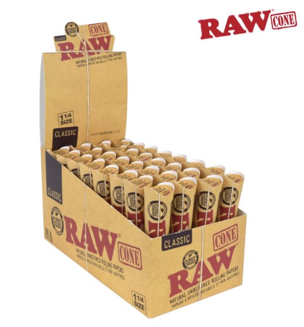 RAW Classic Cones 1-1/4 – 6/pack ~ 32 packs per box