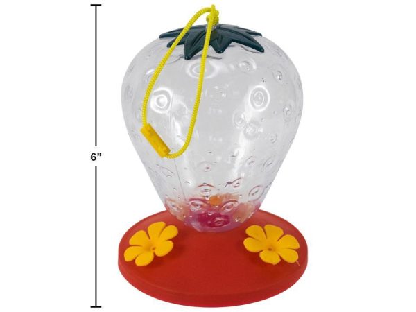 Plastic Strawberry Design Hummingbird Feeder – 6″