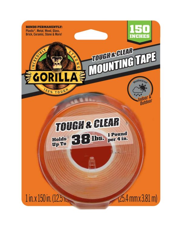 Gorilla Tough & Clear Mounting Tape XL ~ 1″ x 12.5′ (25.4mm x 3.81M)