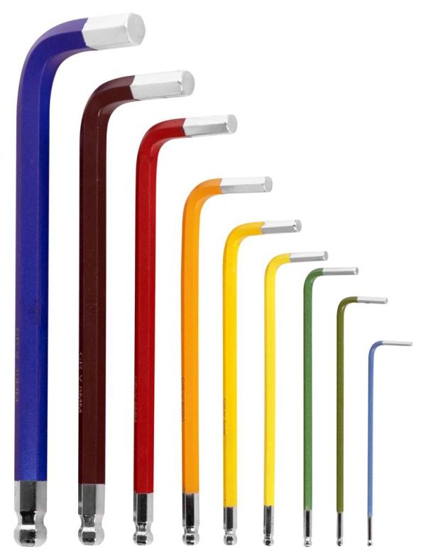 ShopPro SAE Color Coded Long Ball End Hex Keys ~ 9 piece set
