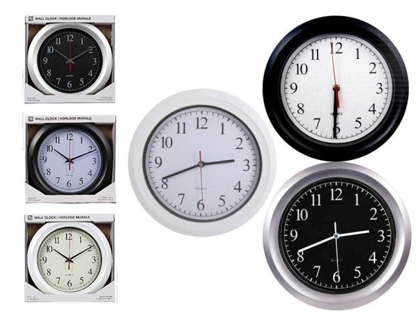 Wall Clock – 11″ Round ~ 3 assorted