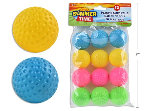 Multi-Colored Plastic Practice Golf Balls ~ 12 per pack