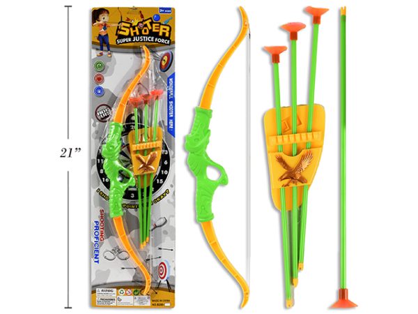 Bow & Arrow Set with Suction Cup Arrows + Target ~ 16.5″