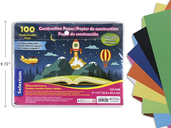 Selectum Construction Paper in Vinyl Pouch with Button – 9″ x 12″  ~ 100 sheets