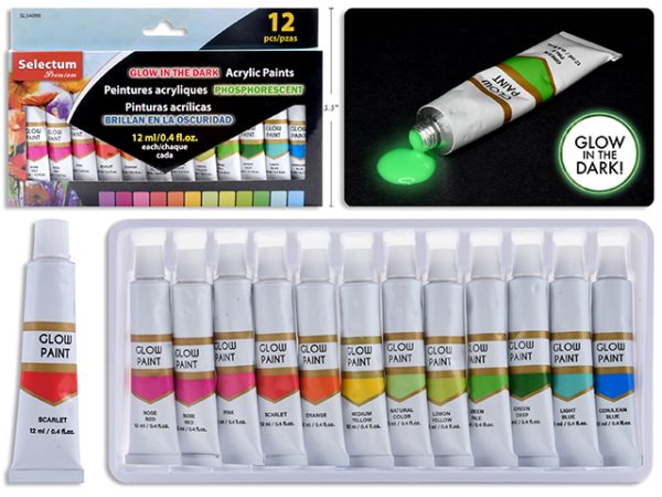 Selectum Glow-in-the-Dark Acrylic Paints ~ 12 per box