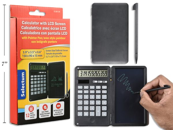 Selectum Calculator with LCD Screen + Pointer Pen ~ 12 Digits