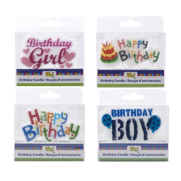Birthday Sign Candles ~ 4 assorted