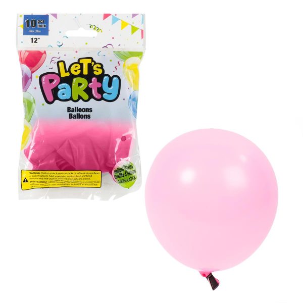 Let’s Party 12″ Round Balloons – Pink ~ 10 per pack