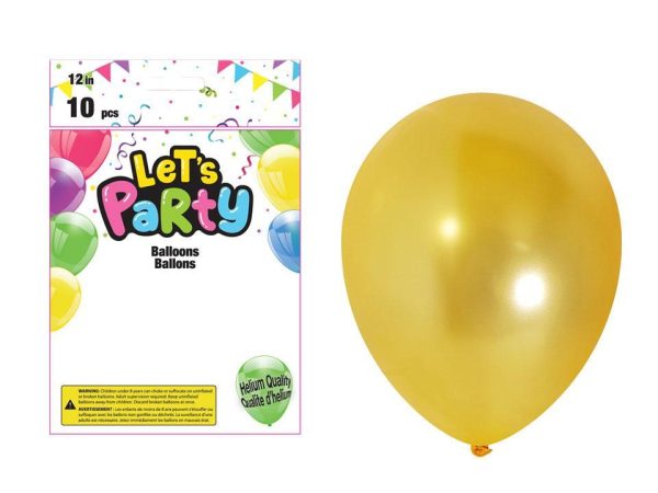 Let’s Party 12″ Round Balloons – Metallic Gold ~ 10 per pack