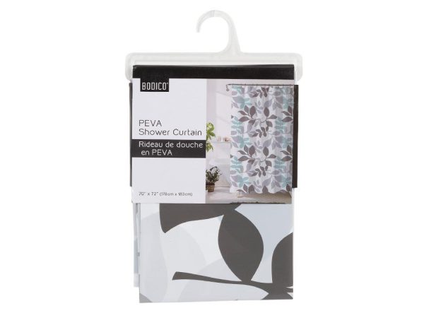 PEVA Shower Curtain – 70″ x 72″ ~ Teal / Grey