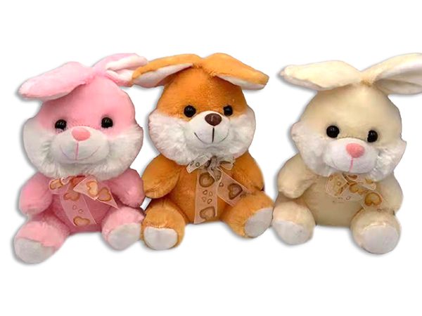 Easter Soft Plush Sitting Bunny with Bow – 11″ ~ 3 assorted colors