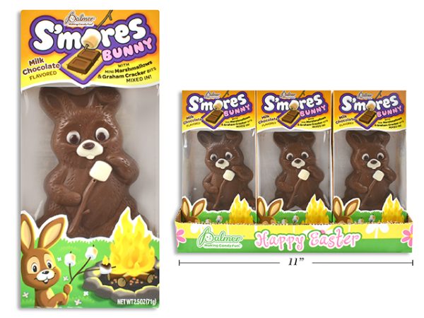 Easter S’mores Solid Chocolate Bunny with Marshmallows & Graham Cracker Bits ~  71gram