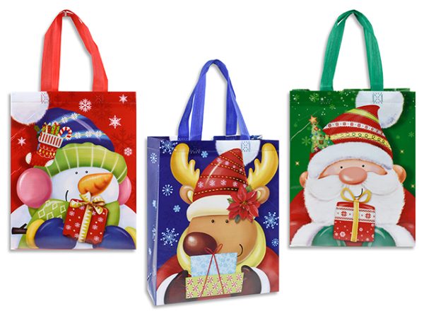 Christmas Non-Woven Coated Bag ~ 12-5/8″ x 10.25″ – 4″ Gusset