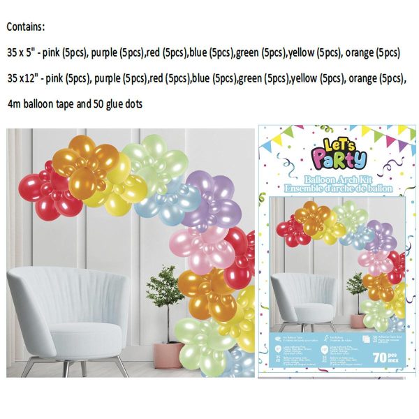 Let’s Party Rainbow Balloon Arch Kit ~ 70 pieces