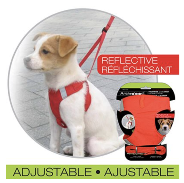 Animoos Red Reflective Harness & Leach Set for Small Dogs