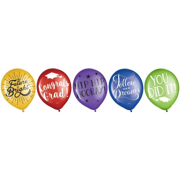 Graduation Multi Colored Printed Latex Balloons -12″ ~ 15 per pack