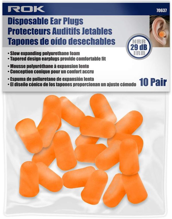 ROK Disposable Ear Plugs ~ 10 pairs per pack