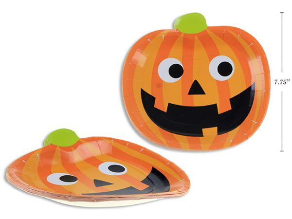 Halloween Die-Cut Pumpkin Paper Plates – 7.75″ x 7.25″ ~ 8 per pack