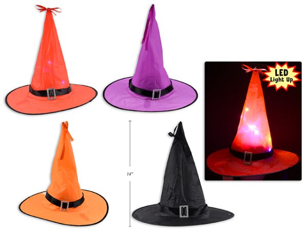 Halloween LED Light Up Hanging Witch Hat Decoration ~ 14″