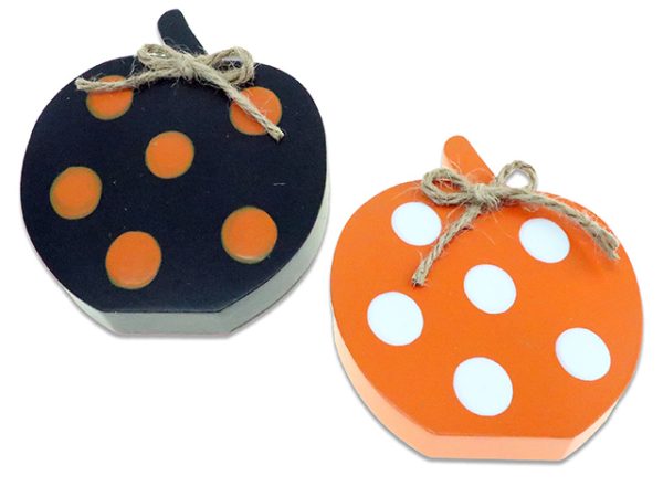 Halloween Polka Dot Pumpkin Tabletop Decor with Ribbon