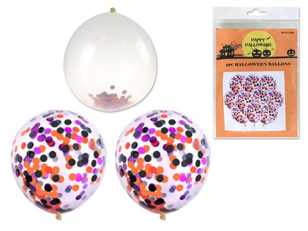 Halloween Confetti Balloons 12″ ~ 6 per pack
