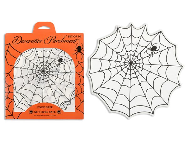 Halloween Spider Web Parchment Paper – 6.75″ x 6-7.8″ ~ 18 per pack