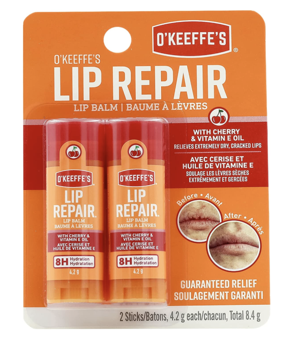 O’Keeffe’s Lip Repair Cherry Lip Balm – 4.2gr stick Twin Pack ~ 6 per display