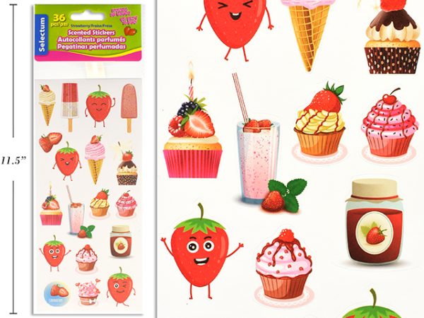 Selectum Scented Strawberries Stickers ~ 36 pieces