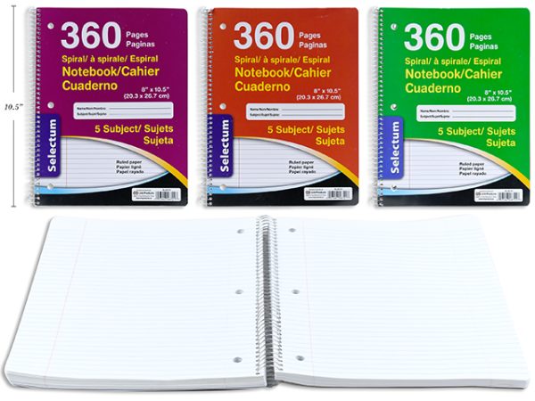 Selectum Coil 5 Subject Notebook, 8″ x 10.5″ ~ 360 pages per scribbler