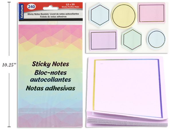 Selectum Assorted Shape Booklet Sticky Notes ~ 240 sheets per pack
