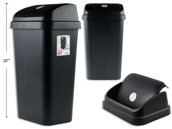 Sterilite Swing Top Plastic Wastebasket – Black ~ 49 Litre