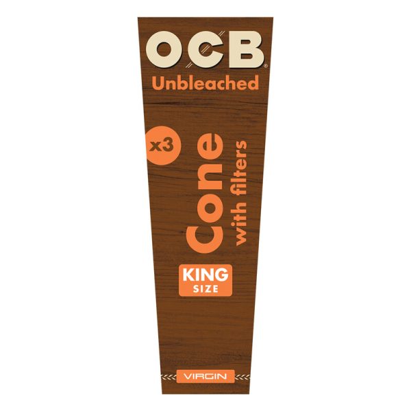 OCB Unbleached Cones with Filter – King Size – 3/pack ~ 32 pack/display