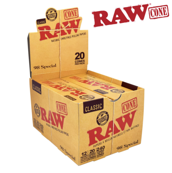 RAW 98 Special Cones – 20 per pack ~ 12 packs/display