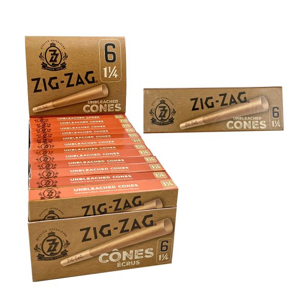 Zig Zag Unbleached Cones – 1-1/4 – 6 per pack ~ 24 packs/display