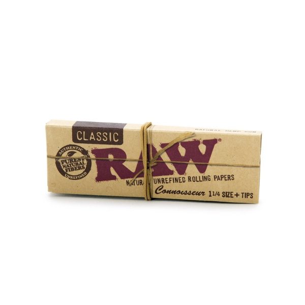 RAW Connoisseur Rolling Papers & Tips – 1-1/4 ~ 24 packs/display