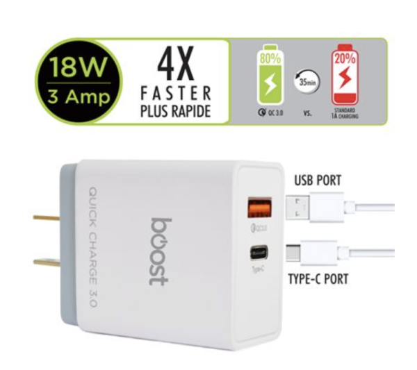 Boost Type-C Dual USB Wall Charger ~ 18W